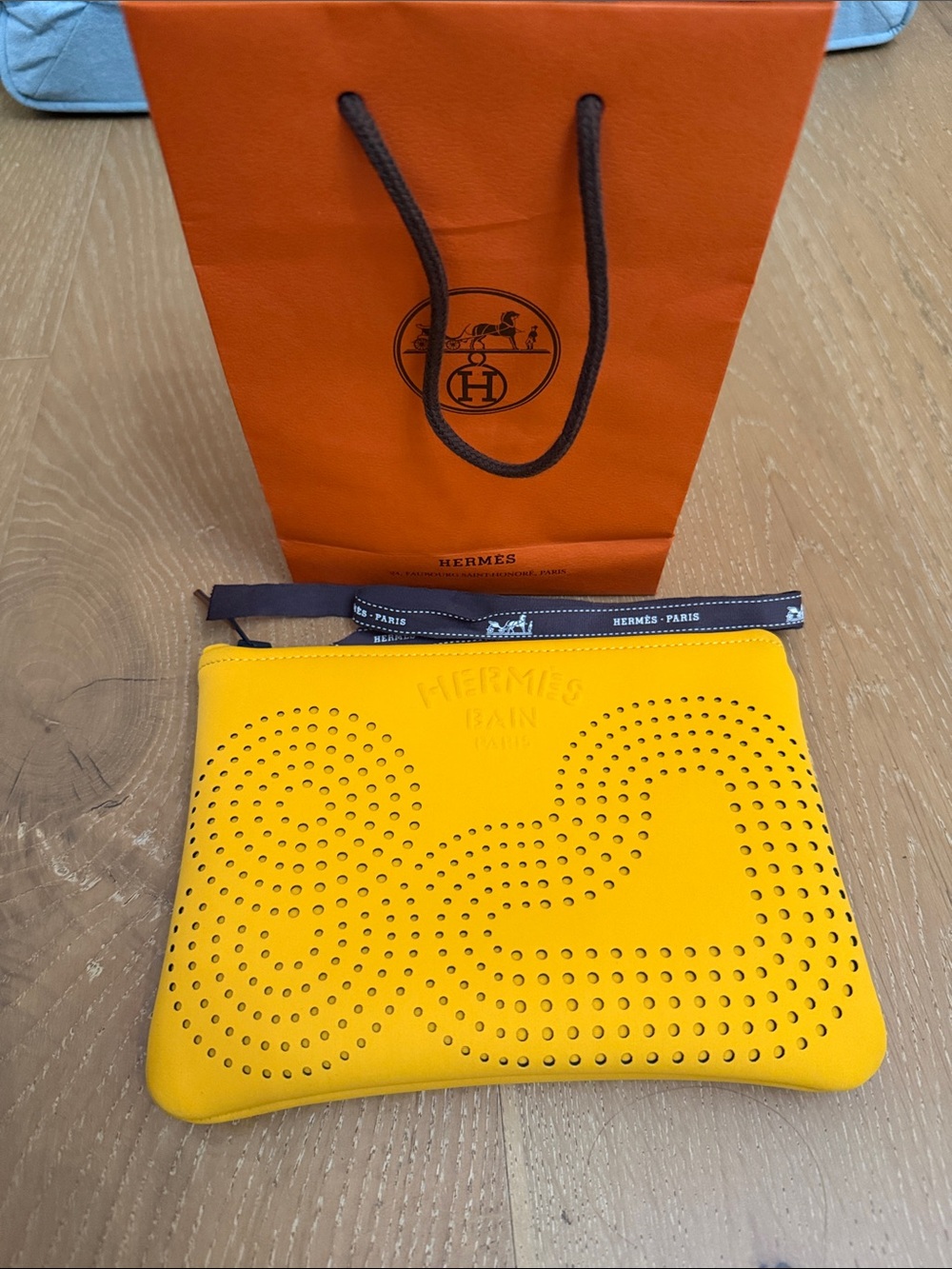 Hermès Yellow  Neoprene Neobain pouch